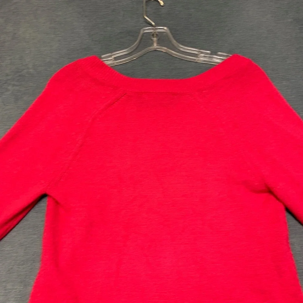 Banana Republic Sweater Womens XS Red V-Neck Ribbed Hem Long Sleeve Pullover